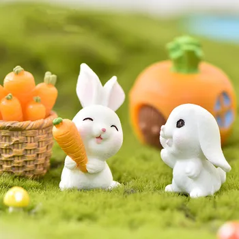 White Rabbit Veľkonočné Figúrka Živice Animal Model Micro Krajiny Domova Miniatúrne Víla, Záhradné Dekorácie, Doplnky, Moderný