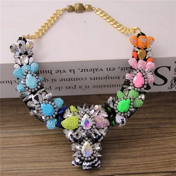 Shourouk farebné luxusné vyhlásenie vintage kvet golier náhrdelník pre ženy šperky gem crystal náhrdelník 913