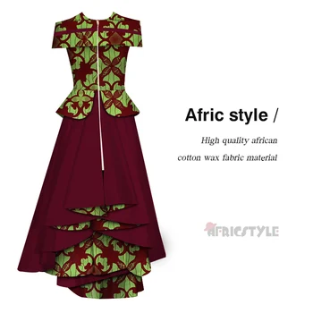 Bazin Riche Patchwork Nit Swallowtail Šaty Vestido Africkej Tlače Šaty pre Ženy Predný Zips Dashiki Oblečenie WY5435