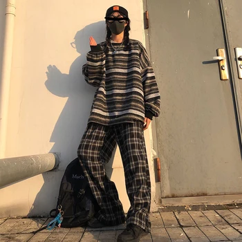 Pulóvre Ženy Nadrozmerná Ulzzang BF Unisex Páry Japonský Prekladané Pletený Sveter Hip Hop Ženské Nové Zimné Módne Retro Denne