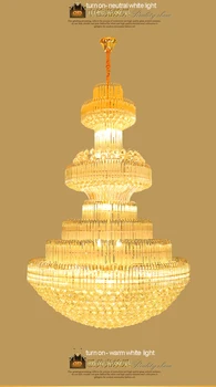 Zlato Krištáľový Luster Moderné Lustre Svetlá Zariadenie, Domáce Vnútorné Osvetlenie Európskej Hotela Vstupná Hala, Schodisko, Crystal Visiace Lampy
