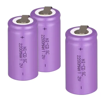 11 KS Sub C SC batérie 1.2 V 2200mAh nabíjateľné batérie Ni-Cd batérie s karte 4.25*2.2 cm--fialová farba