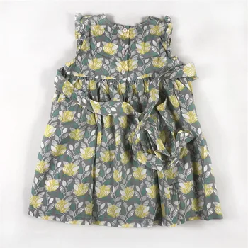 Sladké Dievčatká Candy Kvetinový Tlač Šaty Smocked Ručne Vyrobené Západnej Módy Vintage Lete Lietať Rukáv Luk Šaty