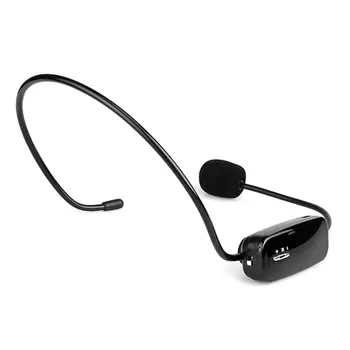 Bezdrôtový Headset Mikrofón MIC Hlas Zosilňovač, FM 87.5-108MHz & Nabíjateľná Batéria pre Vyučovanie Sprievodca Y4430