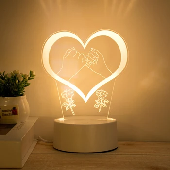 1pcs 3D Lampy, Akryl LED Nočné Svetlo Valentines Day Darček Svadobné Dekorácie Baby Sprcha Deti Narodeninovej Party Králik Veľkonočných Dekorácií