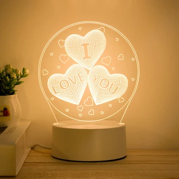 1pcs 3D Lampy, Akryl LED Nočné Svetlo Valentines Day Darček Svadobné Dekorácie Baby Sprcha Deti Narodeninovej Party Králik Veľkonočných Dekorácií