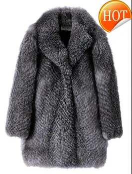 Luxusné Nový príchod Mužov Líška srsť srsť Srsť jedným Originálne Kožené Zimné Kožušiny Bunda kvalitné Mužskej warm silver fox zimný kabát