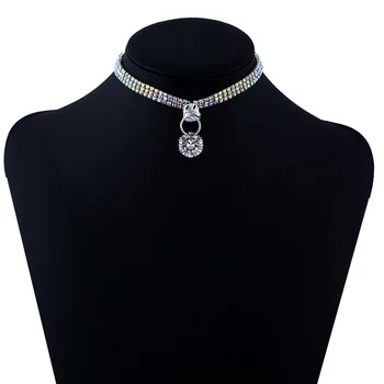 Móda Striebra, Pozlátený Náhrdelník Plný Drahokamu Choker Krátke Náhrdelníky pre Ženy Bijoux Lesklé Náhrdelníky Vyhlásenie Šperky Strany