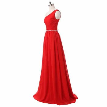BRLMALL Kvalitné Červené Jedného Pleca Prom Šaty 2017 Korálkové Lesklé Crystal Dlhé Večerné Party Šaty šifón Vestido De Festa