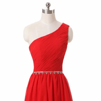 BRLMALL Kvalitné Červené Jedného Pleca Prom Šaty 2017 Korálkové Lesklé Crystal Dlhé Večerné Party Šaty šifón Vestido De Festa
