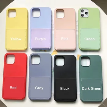 NOVÉ Kartou Vrecko Farba Telefón puzdro Pre iPhone 11 12 Pro X XS XR Max 7 8 Plus SE 2020 Kvapaliny Mäkké TPU Módne Telefónu Zadný Kryt