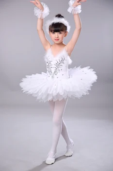 Profesionálne Balerína Balet Tutu Šaty Pre Dieťa Deti, Deti, Dievčatá, Elegantné Biele Palacinka Trikot Tancovať Labutie Jazero Kostým