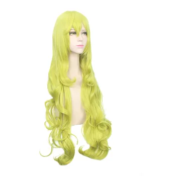 Anime Miss Kobayashi, je Drak Slúžka Parochňu Quetzalcoatl Lucoa Cosplay Parochne 120 CM Dlhé zelené vlnité Syntetické falošné Vlasy Kostým