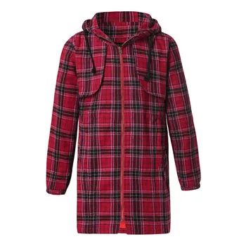 Módne pánske Zimné Teplé Outwear Koberčeky Top s Kapucňou Vrecká Vintage Nadrozmerná červené dlhé Kabáty