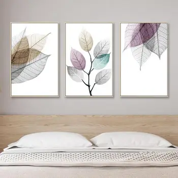 3ks abstraktné transparentné leaf plátno na maľovanie leaf plagát nástenné maľby obývacia izba izba kuchyňa obrazu HD tlač dekorácie