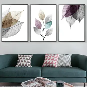 3ks abstraktné transparentné leaf plátno na maľovanie leaf plagát nástenné maľby obývacia izba izba kuchyňa obrazu HD tlač dekorácie