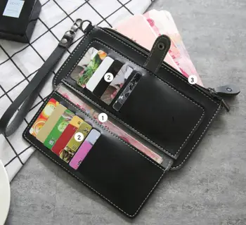 Dámske peňaženky nové ženské pu jednoduchý dlhý multi-funkčný zips multi-card pozíciu strane sa prackou zips peňaženky Dámy spojka