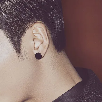 Innopes kórejský módne trendy geometrické kolo magnet kameň mužov falošné náušnice z nehrdzavejúcej ocele prepichnúť ucho klip náušnice