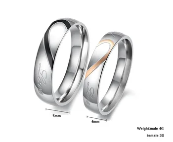 Nové Módne milovníkov' šperky 316L titánové ocele v tvare srdca puzzle svadobný pár krúžky najlepšie Valentína darčeky veľkoobchod