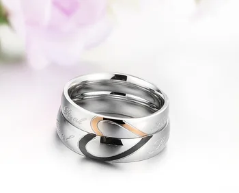 Nové Módne milovníkov' šperky 316L titánové ocele v tvare srdca puzzle svadobný pár krúžky najlepšie Valentína darčeky veľkoobchod
