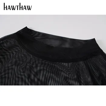 Hawthaw Ženy Jeseň Zima Dlhý Rukáv Oka Vidieť Cez Čierne Bodycon Slim Kombinézu Romper 2020 Ženské Oblečenie, Streetwear
