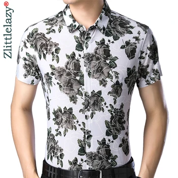 2020 Krátky Rukáv Mužov Sociálne Tričko Lete Streetwear Bežné Havajské Kvetované Košele, Šaty, Pánske Slim Bežné Oblečenie Módy 4662