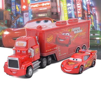 Disney Pixar Cars Č. 95 Mack Truck + Malé Auto Blesk McQueen 1:55 Diecast Zliatiny Kovu A Plastu Modle Auto Hračky Juguetes