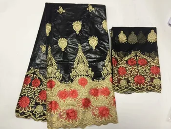 Žltá Farba francúzsky Afriky Bazin Riche Čipky Textílie S Kamene 5 + 2 Štýl Nigérijský Vyšívané Povodí Svadobné Šaty Šnúrky PBZ