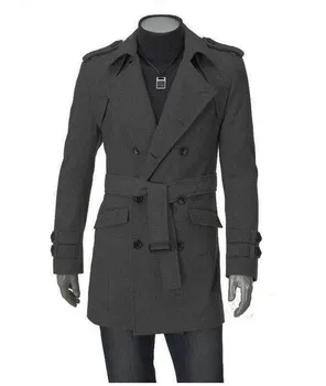 Móda Kabát Ramenný Rada Dlhý Kabát Outwear Vlnené Kabát Bežné Mužov Oblečenie H8