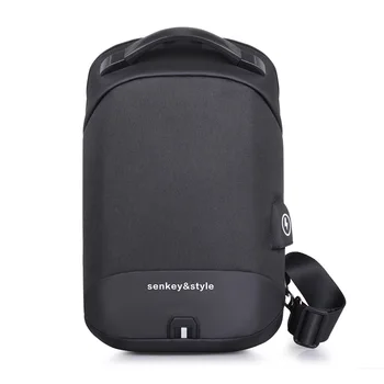 (Drop shipping)Obchodné Mužov Hrudníka Pack Cool Chlapec Messenger Bag Čierna Šedá Muž, Náprsné Tašky s rozšíriť USB & Počúvanie kábel (X378)