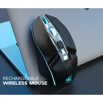 Bezdrôtová Herná Myš Nabíjateľná LED Svetlo Optické Myši pre PC QJY99
