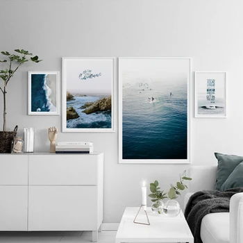 Oceán, More, Pláž Plátno Plagát Severskej Prírody Seascape Wall Art Print Maľovanie Škandinávskych Obývacia Izba Domáce Dekorácie Obrázok