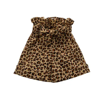 Dievča Nastaviť Jedno Slovo Ramenný Módne Letné Štýl Deti Oblečenie Leopard Pás Nohavice Dievčatá 2 Dielna Sada Deti Oblečenie