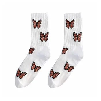 Motýľ Tlač Krátke Ponožky Uprostred Trubice Bavlna Harajuku Ponožka Streetwear Módy Harajuku Posádky Ženy Ponožky