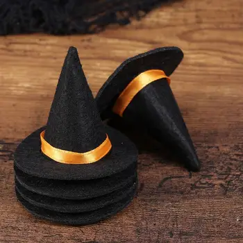 6pcs Mini Cítil Čarodejnice Klobúky Ručné Fľaša Vína Klobúk Výzdoba pre Halloween DIY Vlasy Príslušenstvo Remesiel (Black)