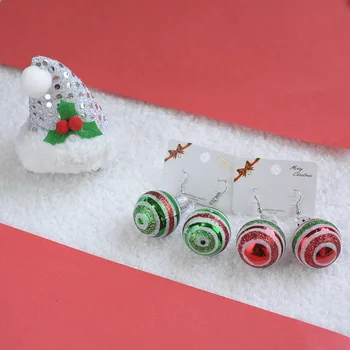 2020 Jeseň a v Zime Európskych a Amerických kolo Loptu Módne Vianočné Žiarovky, Červená a Zelená Maľované Snowflake Kvetinový Loptu Earri