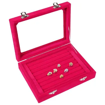 Náušnice Skladovanie Prípade Displej Prípade Box Náušnice Krúžok Organizér Šperkov Zásobník Cufflink Skladovanie Vitrína S Čistým Sklenené Veko