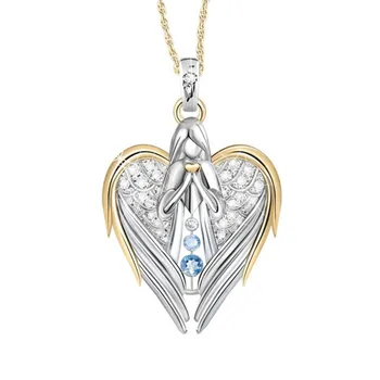 Módne a populárne žien tvorivé anjel náhrdelník šperky, svadobné zapojenie vykladané zirkón dve farebné šperky, prívesok veľkoobchod