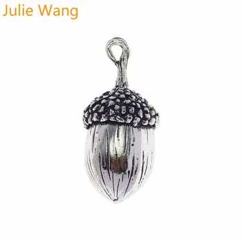 Julie Wang 2KS Zliatiny Veľký Žaluď Charms Antique Silver Farba Neckalce Prívesok Zistenia DIY Šperky, Takže Príslušenstvo 42*19 mm