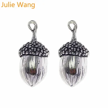Julie Wang 2KS Zliatiny Veľký Žaluď Charms Antique Silver Farba Neckalce Prívesok Zistenia DIY Šperky, Takže Príslušenstvo 42*19 mm