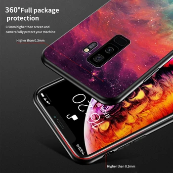 Luxusné Hviezdne Nebo Sklo Telefón Prípadoch pre Samsung S9 S9Plus Pevný Kryt pre Samsung S8 S8Plus S7 S7Edge Anti-Ochrana pred pádom Prípade