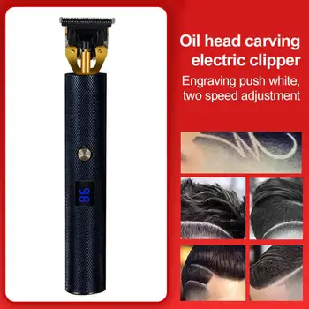 5W T9 Hair Clipper Kovové LED Displej Zastrihávač Chĺpkov Čierna Retro Vlasy Rezanie USB Nabíjanie Zastrihávač Brady Strih, Styling