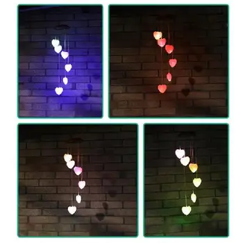Kreatívne LED Solárne v tvare Srdca Vietor Zvonenie Zvonov Visí Darčeky Prívesok Steny Domov Auto Dekor Záhradné Dekorácie Okna 40