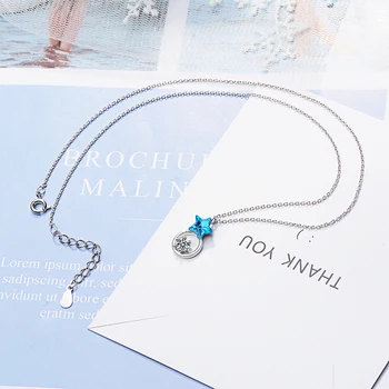 XIYANIKE 925 Sterling Silver kórejský Štýl Modrá Hviezda Clavicle Náhrdelník Kolo Infinity Kúzlo Crystal Prívesok Pre Ženy Dizajn 2019