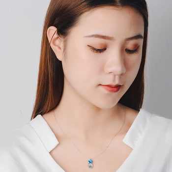 XIYANIKE 925 Sterling Silver kórejský Štýl Modrá Hviezda Clavicle Náhrdelník Kolo Infinity Kúzlo Crystal Prívesok Pre Ženy Dizajn 2019