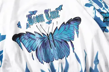 Plameň Motýľ Street Fashion T-shirt Mužov 2021 Lete Posádky Krku pánske Tričko Hip Hop Tee Košele, Topy w1662