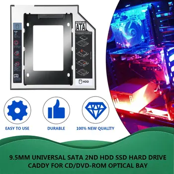 Hliníkové 2. Druhý hdd Caddy 9,5 mm SATA 3.0 Pevného Disku Box Krytu DVD Adaptér pre 2,5 SSD 2TB pre Notebook, CD-ROM