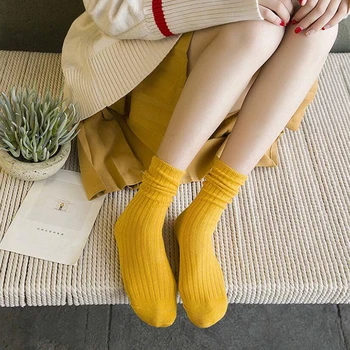 Japonský Harajuku Retro Ženy Bavlna Voľné Ponožky Vysokej Školy Dievčatá Kórejský Štýl Pletenia Farbou Dlhé Čierne, Ružové Dizajnér