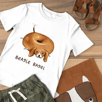 Šteniatko Beagle T-Shirt Beagle Bagetu Tričko Zelené 100 Bavlna Ženy tričko Kawaii Krátky Rukáv Dámske Tričko Tričko