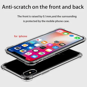 Móda Shockproof Nárazníka Transparentné Silikónové Telefón puzdro pre iPhone XS XR XSMax 12 11 8 7 6 6 Plus Jasné, Ochrana Zadného Krytu